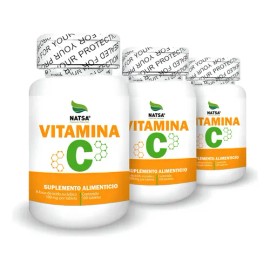 Vitamina C, 300 Tabletas (3 Frascos 100 Tab C/u) Sabor Natural