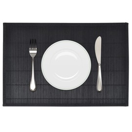 vidaXL Handmade Bamboo Placemats, 30x45 cm, Black, 6-Piece Set - Non-slip Gauze Backing, Easy Clean, Modern Dining Table Décor