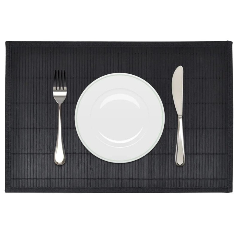 vidaXL Handmade Bamboo Placemats, 30x45 cm, Black, 6-Piece Set -