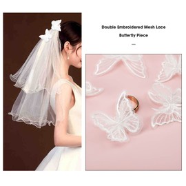 ECSiNG 20 Pieces Butterfly Appliques with Lace Double Layers Butterfly Embroidery in 2 Different Sizes Clothing Accessories for DIY Crafts, White