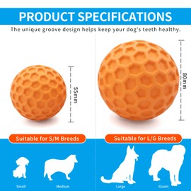 woeita Indestructible Squeaky Dog Ball – Durable Touch Chew Toy for Aggressive Chewers, Interactive Puppy Toy for Anxiety Boredom & Teething Relief (Orange, 55mm)