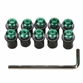 Coolboyer 10pcs Aluminum Motorcycle M5 x 15mm CNC Windscreen Windshield Screw Bolts Nuts Fastener Kit Motorbike Mounting (Green)