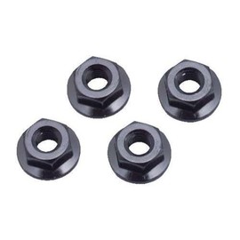 Yokomo ZC-N4AFBKA Flanged Lock Nut (Black 4 Pieces) 0.2 inches (4 mm) Aluminum