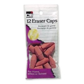 80799 CLI Pencil Eraser Cap - Lead Pencil Eraser - Latex-free - Rubber - 12/Pack - Pink