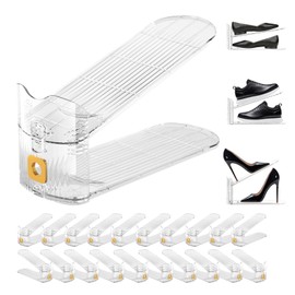 Copidrum 20Pack Shoe Slots Organizer for Closet Shoe Stacker Shoe Rack Organizer for Closet Space Saver Storage Holder Organization (Clear)