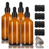 Set of 4, 3.4oz Glass Dropper Bottle Amber