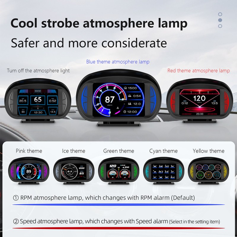 Car HUD Display OBD2 GPS Mode with Inclinometer Compass Speed
