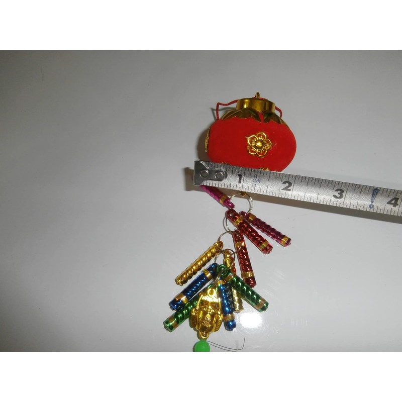 Vietnamese New Year Decorative Plastic Hanging Lantern with Firecracker 2"