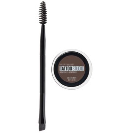 Maybelline TattooStudio Pomada de cejas de larga duración, construible, maquillaje de cejas, marrón profundo, 1 unidad