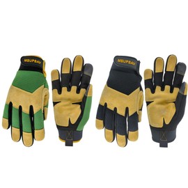 MSUPSAV 2 Pairs Work Gloves,Utility Mechanic Working Gloves Men,Multi-purpose Mechanics Gloves,Excellent Grip,Black+Greem,Large