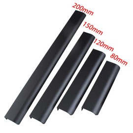 MOVKZACV Black Drawer Pulls, Finger Edge Pull Concealed Handle,Modern Style Cupboard Handles for Home Kitchen Door Drawer Cabinet Aluminum Alloy (1Pc L:200mm)