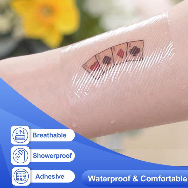 100 Count Transparent Film Dressing, Waterproof Bandages Post Surgical for