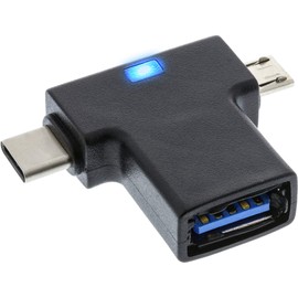 InLine 35804 USB 3.1/2.0 OTG T Adapter, USB Type-C Male or Micro USB to A Female