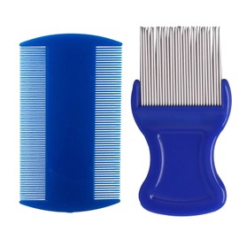 SKYPIA 2 Pack Head Hair Comb Double Sided Hair Comb Removal Dandruff Comb With Metal Teeth (Blue)