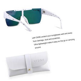 LYZOIT Square Sunglasses Women Men Flat Top Mirrored Sunnies Shades UV Protection 2Pack Pink Purple Sun Glasses