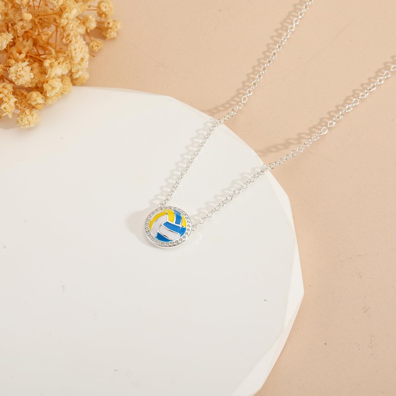 Semoya Silver Volleyball Necklace for Women Girls, Sprots Pendant Necklaces