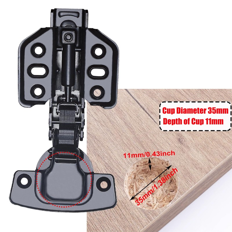 JinBoCheng 4 Pack Soft Close Cabinet Hinges，Black Hinges 100 Degree