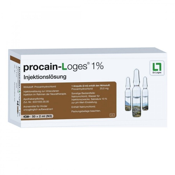 Procain Loges 1% Solution for Injection Ampoules 50 x 2 ml