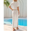 Saodimallsu Women Striped Beach Cover Up Set Button Short Sleeve