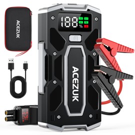 Battery Jump Starter, 7000A Jump Smart(All Gas/10.0L Diesel), Portable Car Starter Battery Pack with Extended Smart Jumper Cables, Car Jump Starter with Large Display, Quick Charge, Lights