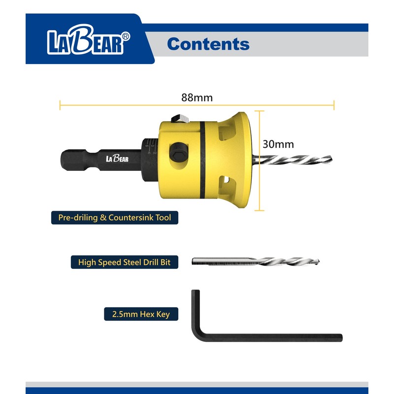 LaBear (#8) Countersink Drill bit Set, Countersink Drill bit, Countersink