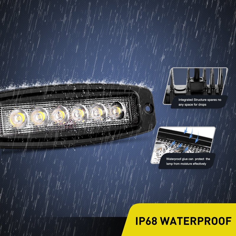 Nilight LED Pods Flush Mount 2Pcs 18W 7.3Inch Spot Offroad