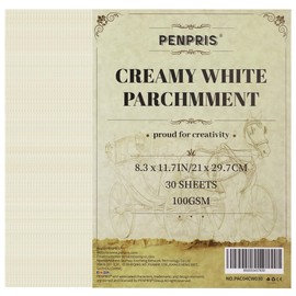 30 Sheets Parchment Paper - Creamy White 21 * 29.7CM A4 Size Parchment Card Stock 100gsm Paper Vintage Paper for Certificate, Crafts, Business Cards, Invitations PAC04CW030