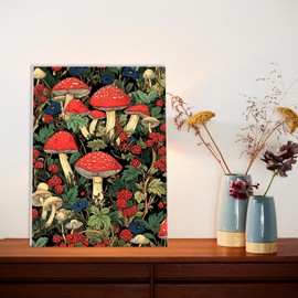 Lxmsja Red Mushroom Paint by Numbers Kit for Adults, Forest Acrylic Paint by Numbers for Adults Beginner, DIY Craft Supplies Oil Painting Kits for Home Wall Decor 12x16 inch (Framed)