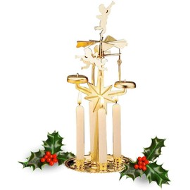Scandinavian Christmas Light Bell Pyramid Chime with Four Candles