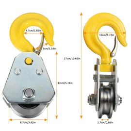 SHINICO 3Ton Pulley Hook Heavy Duty Pulley Lifting Block Hoist with Hook for 5/8" Wire Rope Snatch Block 2Pack