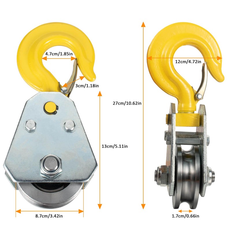 SHINICO 3Ton Pulley Hook Heavy Duty Pulley Lifting Block Hoist