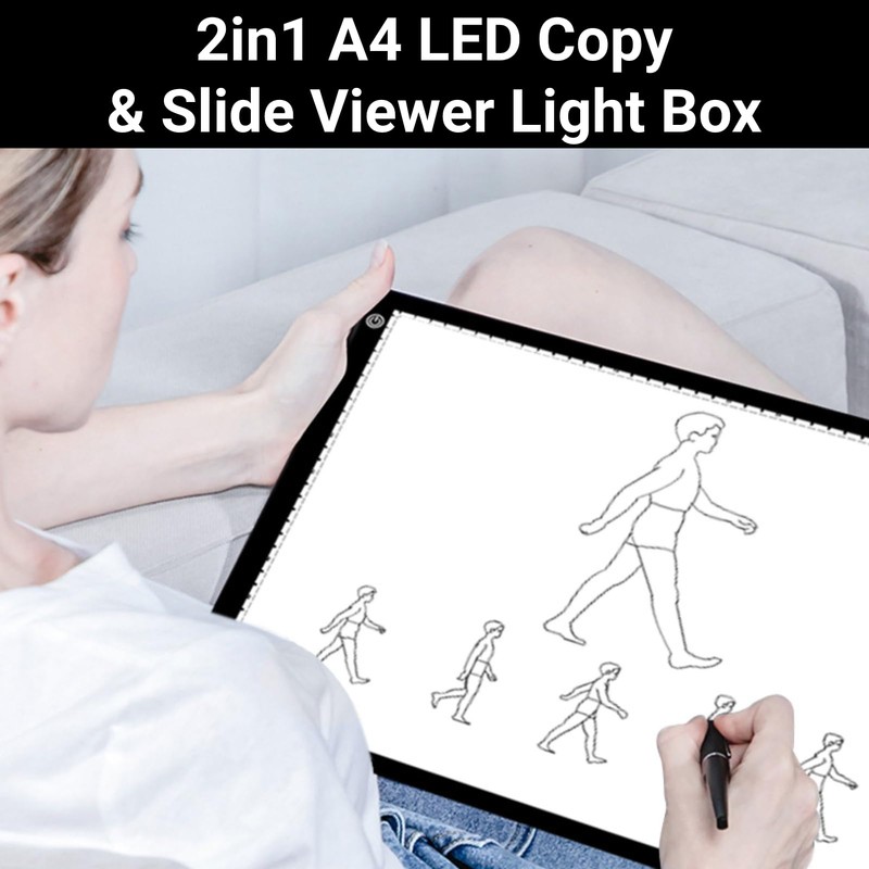 A4 Ultra Slim Slide Viewer, Black Acrylic with 3 Brightness