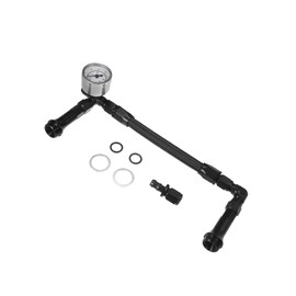 ACROPIX 4150 Braided Fuel Line with Pressure Gauge AN6 Dual Feed Carb Fuel Line for 4150 Based Carburetor Aluminum Black Car Parts