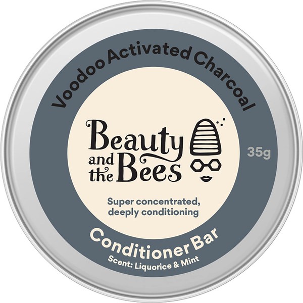 Beauty and the Bees Clarifying Eco Friendly Deep Conditioner Bar for Normal - Dry Hair | Voodoo Black Charcoal | 100% Natural Sulfate & Paraben Free Premium Australian Ingredients Essential Oils
