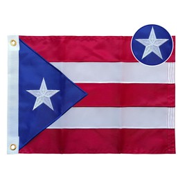 Embroidered Light Blue Puerto Rico Flag 12X18 Inch Heavy Duty Nylon Puerto Rican Flags Double Sided Puerto Rico Flags for Outdoor Boat Car Decoration