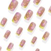 24Pcs Yellow French Tip Press on Nails Medium Square Fake