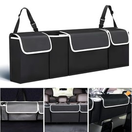 HOUSINN Kofferraum Organizer, 27L Auto Organizer mit 4 Taschen und Verstellbarem Riemen für Auto, SUV, MVP, Wasserdichter Auto Rücksitz Kofferraumtasche aus Oxford-Stoff