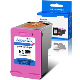 SuperInk High Yield Remanufactured Ink Cartridge Compatible for HP 61 61XL CH564WN (1 Color) Replacement for Deskjet 1000 1010 2512 2514 3050 3054 3516 Officejet 2620 2621 Envy 4500 4501 4502 Printer