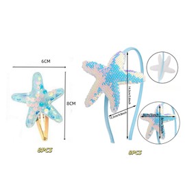 Pack of 8 Starfish Headbands with 8 Pieces Starfish Hair Pins, Mermaid Headbands, Cute Glitter Headwear, Creative Sequin Hair Pins