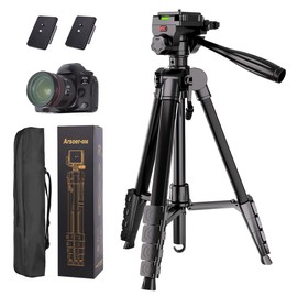 Camera Tripod, 74" DSLR Camera Tripod with 2 QR Plates for Sony/Nikon/Canon, Lightweight Video Tripod Stand for Travelling, Phone Tripod with Fluid Head/Phone Holder/Wireless Remote Max.Load 6kg
