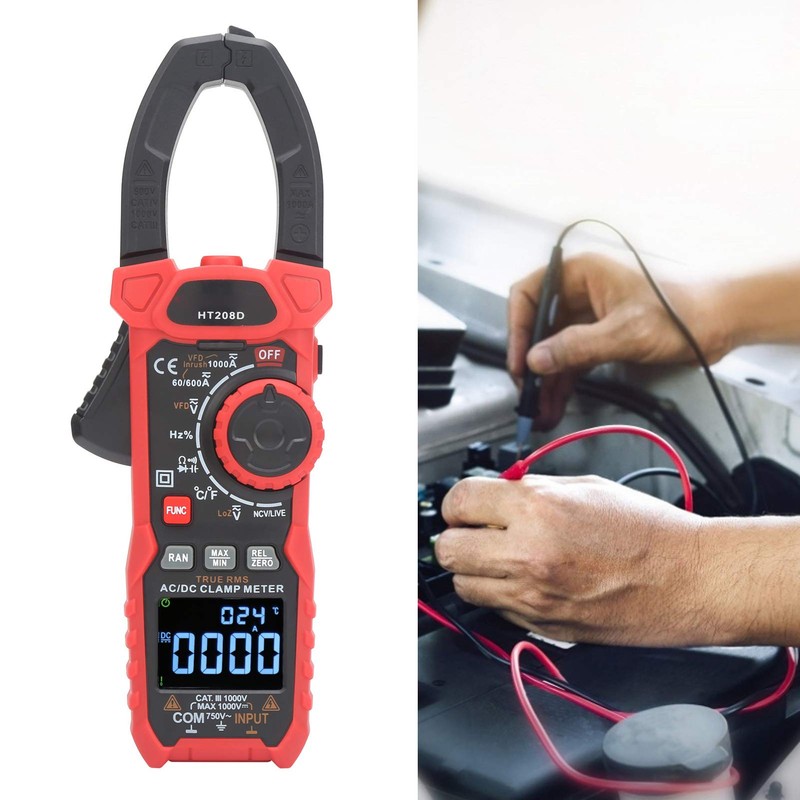Pinza Amperimétrica Digital, Kaiweets HT208D, HT208D HT208D AC750V/DC1000V 6000 Cuenta