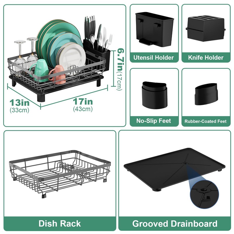 MOUKABAL Dish Drying Rack, Dish Rack, Large Dish Racks for
