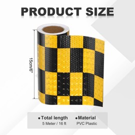 MECCANIXITY Reflective Tape, 6 Inch x 16 ft Self-Adhesive Trailer Reflector Tape Warning Safety Sticker Night Reflectors for Cars Trucks, Yellow Black