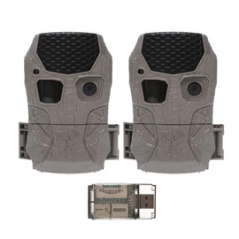 Wildgame Innovations Kicker 2.0 Lightsout Trail Camera with 18MP Resolution and 720p Video Capture (2-Pack) Bundle with 4-in-1 USB 2.0 Card Reader (3 Items)