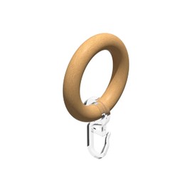 Interdeco Curtain Pole Rings with Pleat Hooks / Curtain Rings in Beech Wood for 20 mm Diameter (Pack of 10)