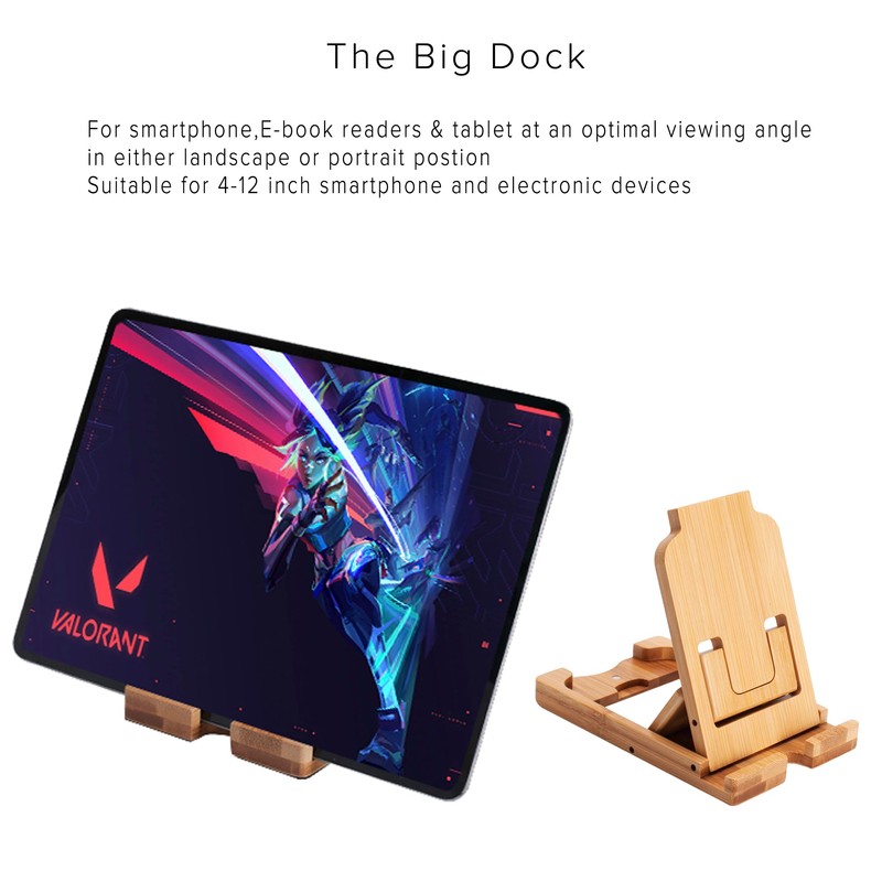 Etokon.Org Bamboo Phone Stand and Tablet Stand, Foldable Universal Adjustable