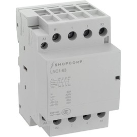 Shopcorp 4 Pole Contactor 120v Coil 2NO/2NC 63 amp IEC 400V AC Contactor with 110/120VAC Coil - 40a contactor Motor Load and Lighting Load 60A (Silent Operation) with Mounting Base for DIN Rail