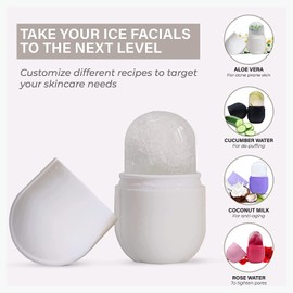 ice Roller for Face and Eye, Upgrated Ice Facial Roller,Facial Beauty Ice Roller Skin Care Tools, Ice Facial Cube Gua Sha Face Massage, Silicone Ice Mold for Face Beauty (White)