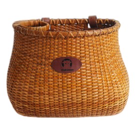 Bike Basket for Women's Beach Cruiser or Scooter The Original Wicker Bicycle Baskets with Built in Cup Holder for Front Handlebar-Classic Vintage Style Handmade Natural Rattan Wicker (Natural)