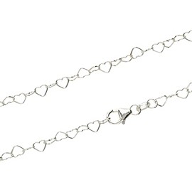 NKlaus 25 cm Women's Anklet 925 Sterling Silver Width 3.6 mm Heart Chain Lobster Clasp 1725, Sterling Silver, No gemstone